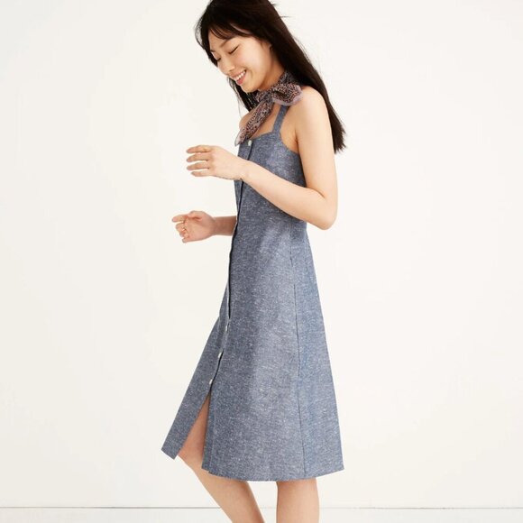 Madewell Chambray Tank Button-Front Midi Dress Size 6 - Picture 6 of 7